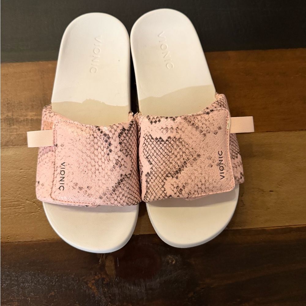 Vionic Keira Blush Snake Pattern Slide Sandals - image 1
